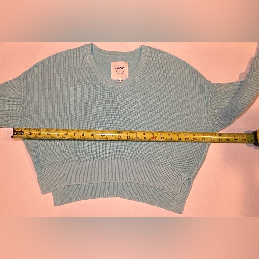 π Aerie Light Blue Ribbed Knit Sweater β 100% Cotton, Size XS - Picture 9 of 9